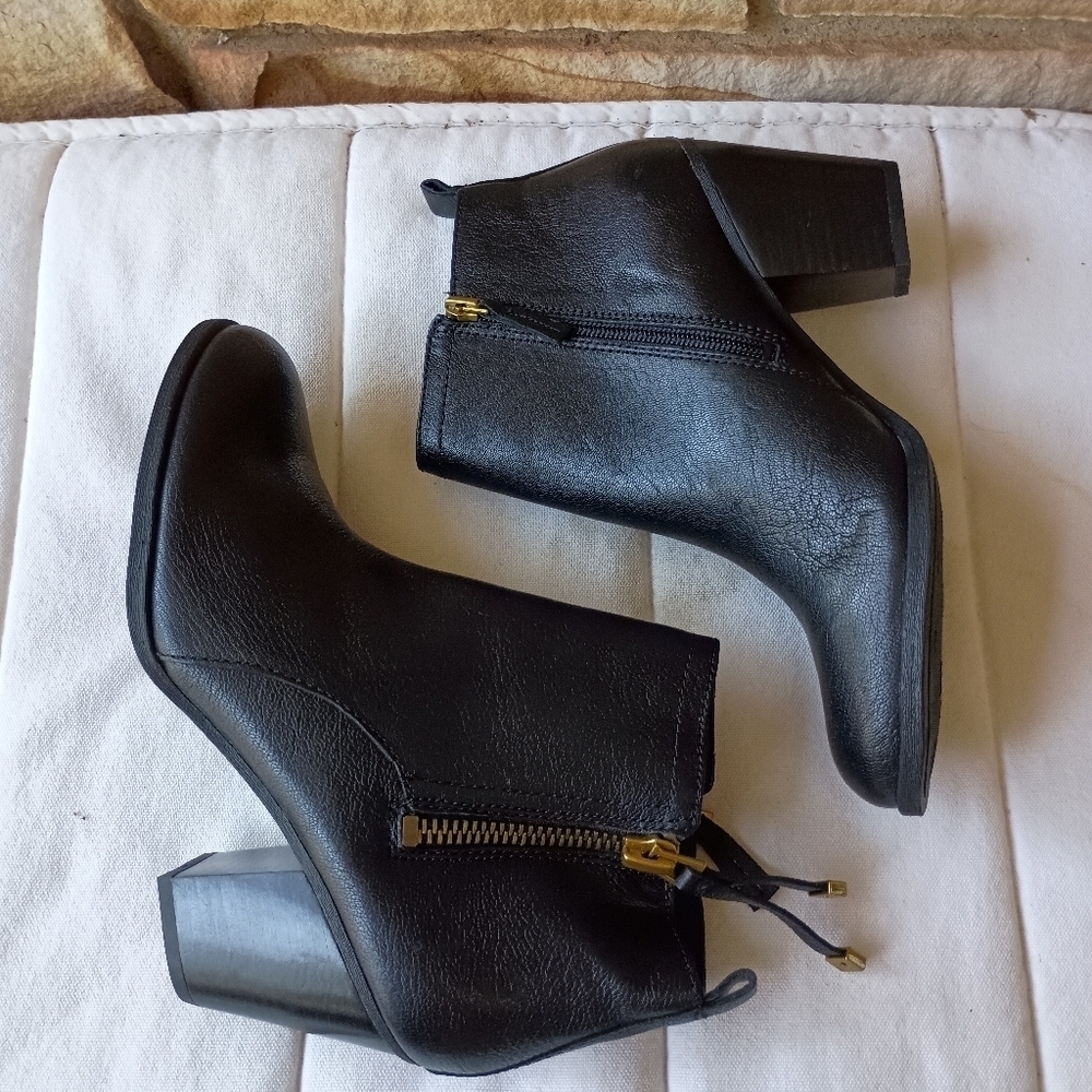 Franco Sarto Elegant Black Leather Ankle Boots_8.5